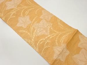 紗 薄に紅葉模様織出し袋帯